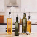 Bouteille en verre d'huile d'olive carrée hautement transparente